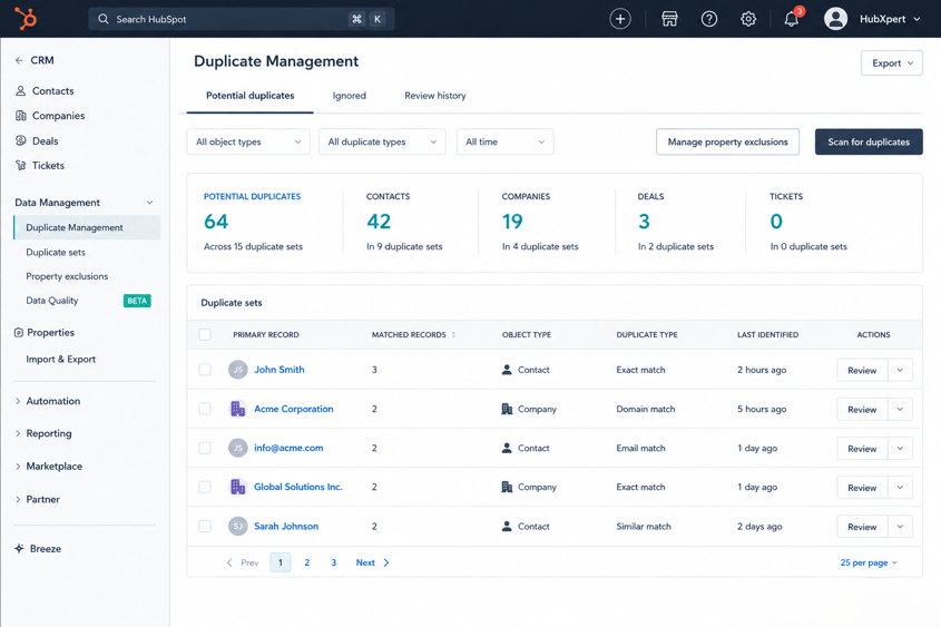 Duplicate Management Tools