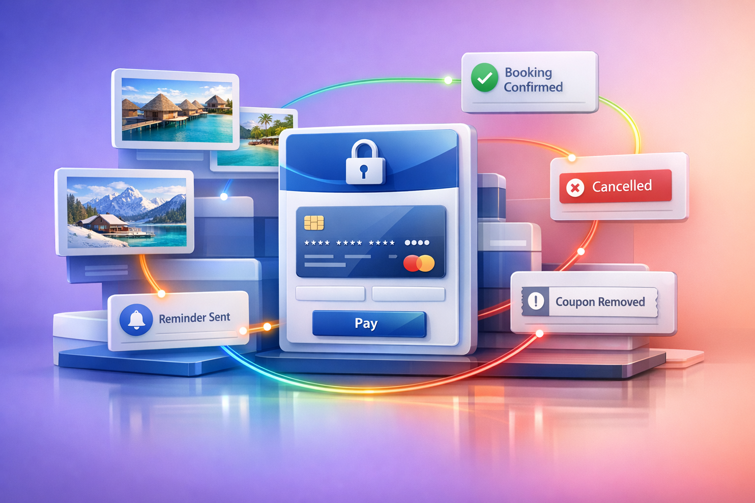Colorful Background with Automated Workflow Elements