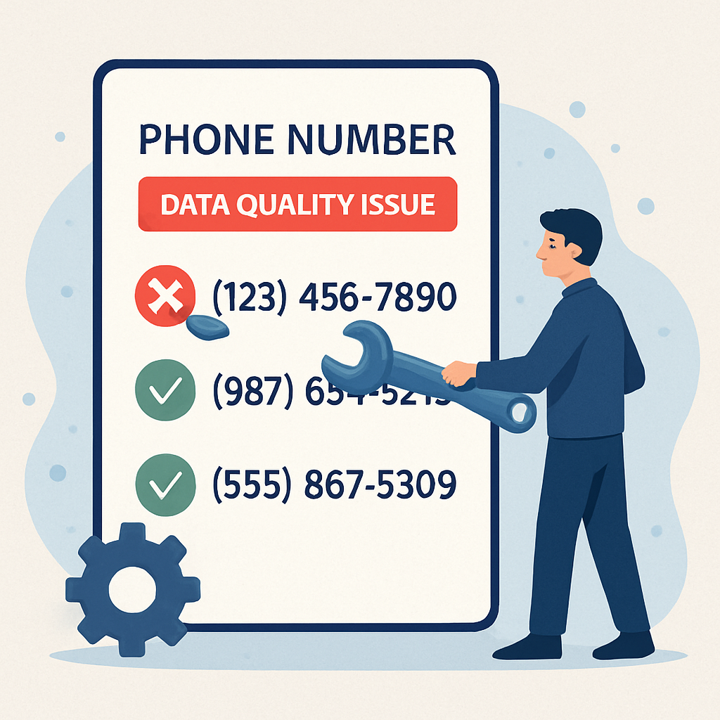 Create a image of fixing phone number data quality issue