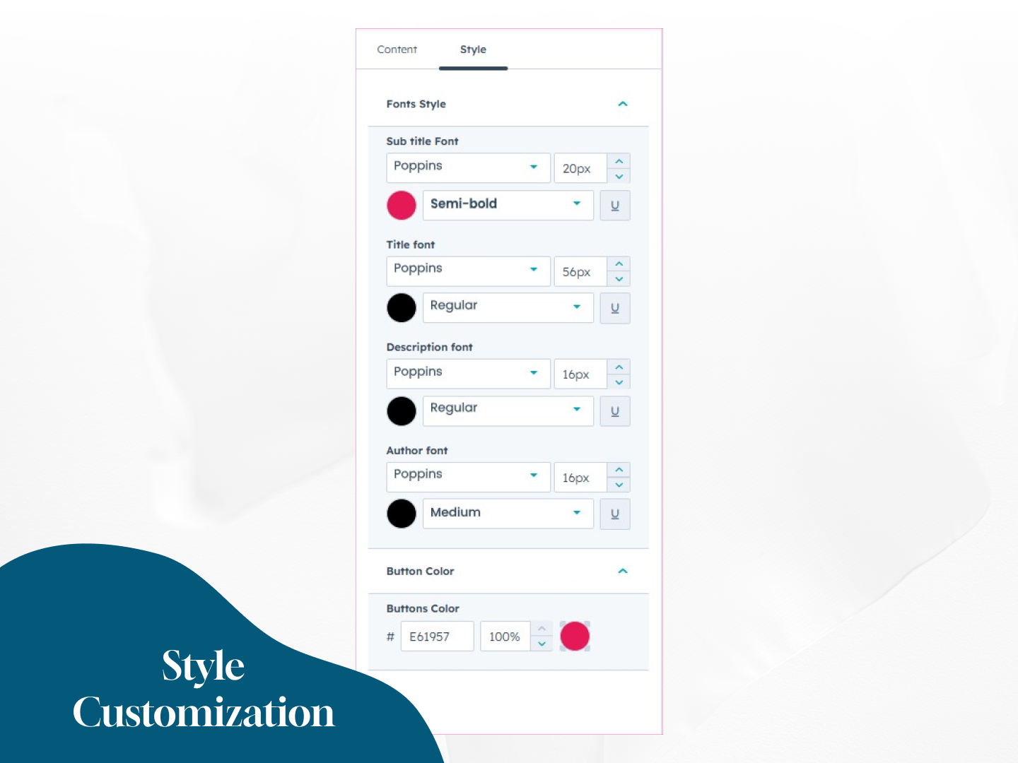Fade Flow Testimonials Style Customization