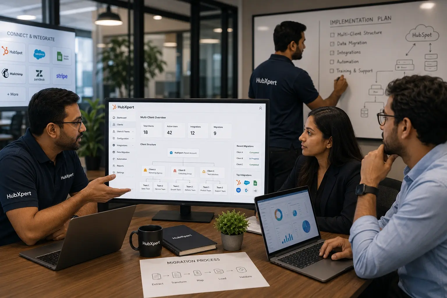 Configurable through HubXpert for multi-client structure, migration, and integrations