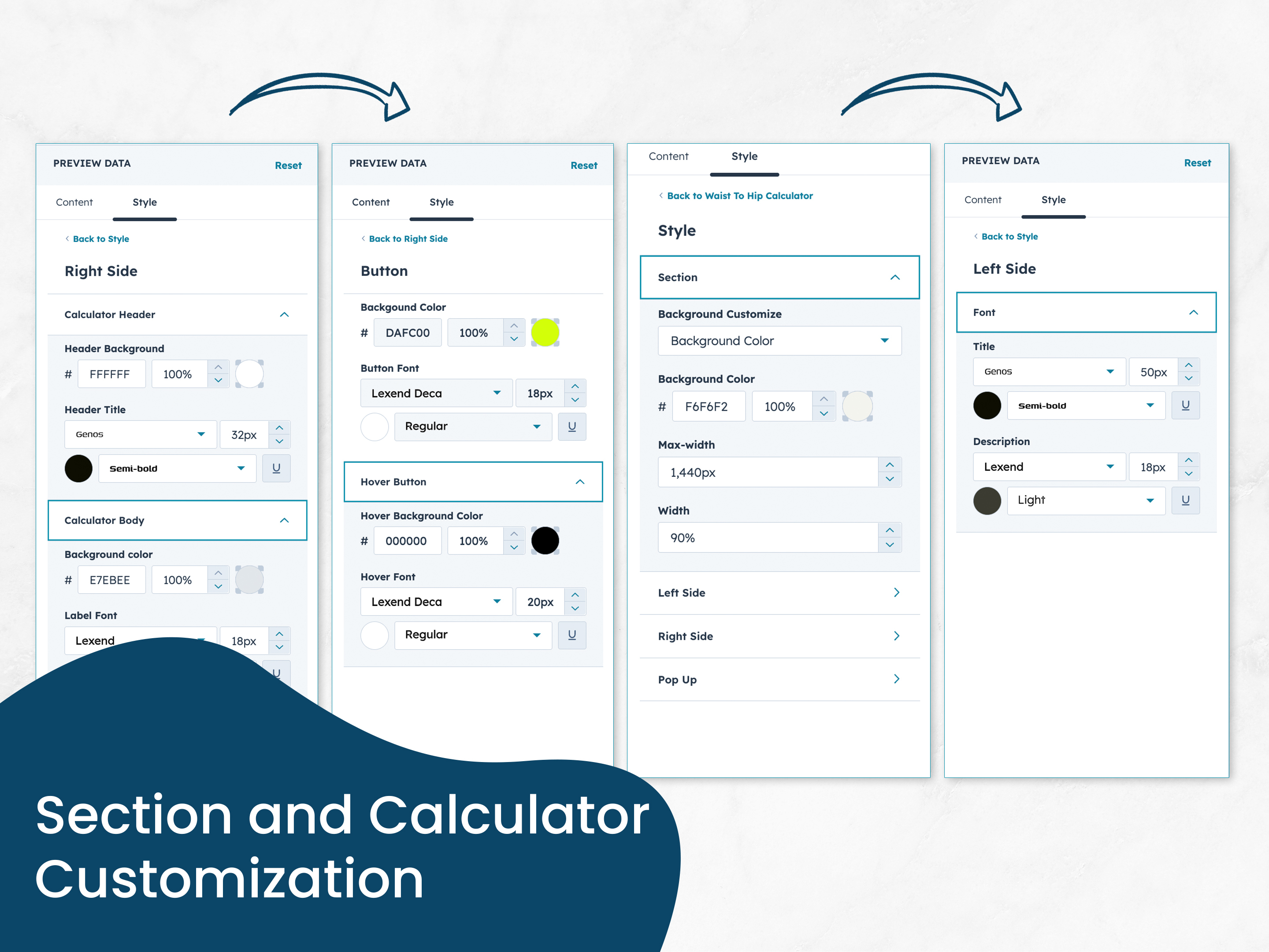 Section and Calculator  Customization